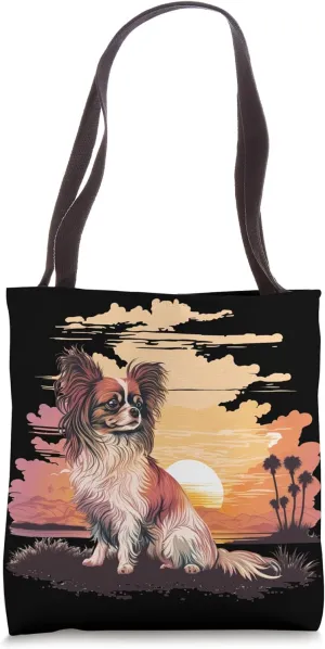 Beautifull Papillon Sunset on vintage Papillon Lover Tote Bag
