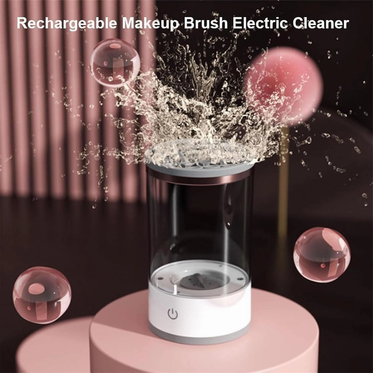 Beautyswirl - Cosmetic Brush Cleaner, The Cozy Luna Brush Cleaner, Multicolor Makeup Brush Cleaner Usb Rechargeable Automatic Deep Cosmetic Cleaning Device (Charging,White)