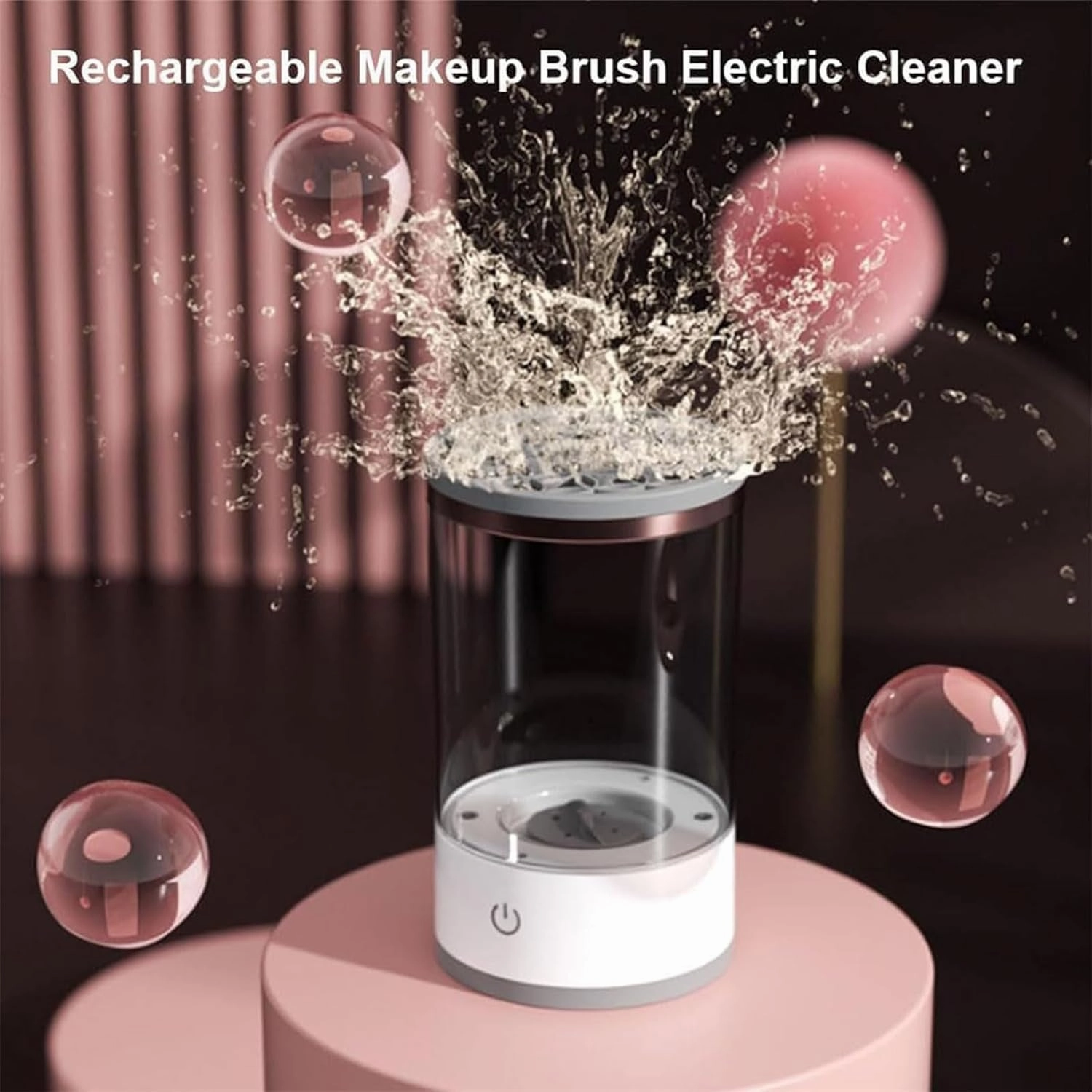 Beautyswirl - Cosmetic Brush Cleaner, The Cozy Luna Brush Cleaner, Multicolor Makeup Brush Cleaner Usb Rechargeable Automatic Deep Cosmetic Cleaning Device (Plug-in,Pink)