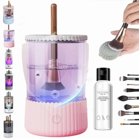 Beautyswirl - Cosmetic Brush Cleaner, The Cozy Luna Brush Cleaner, Multicolor Makeup Brush Cleaner Usb Rechargeable Automatic Deep Cosmetic Cleaning Device (Plug-in,Pink)