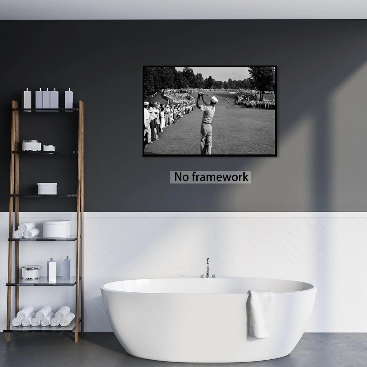 Ben Hogan 1950 Us Golf Open Black & White Retro Old Photo Poster Canvas Print Wall Art Modern Room Living Room Bathroom Kitchen Bedroom Decor Unframed36x24inch