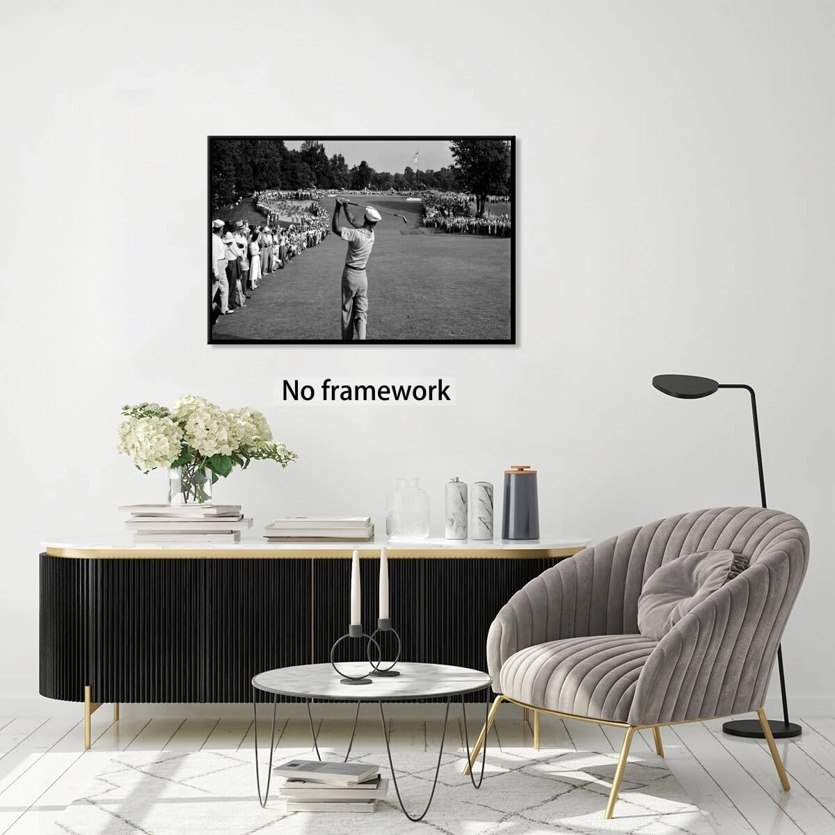 Ben Hogan 1950 Us Golf Open Black & White Retro Old Photo Poster Canvas Print Wall Art Modern Room Living Room Bathroom Kitchen Bedroom Decor Unframed36x24inch