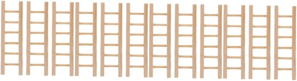 BESPORTBLE 12pcs Miniature Wooden Ladder Tiny Furniture Decor for Dollhouse Fairy Garden Stylish Mini Ladder Ornament for Micro Landscape and Home Layout