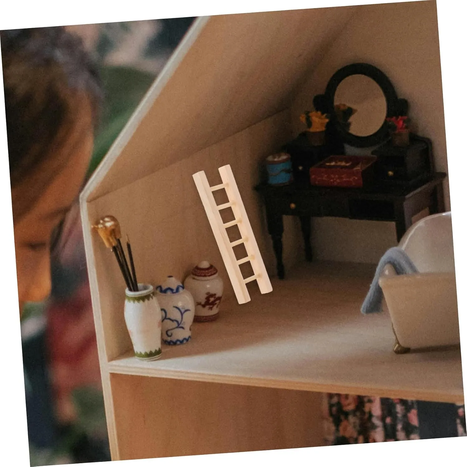 BESPORTBLE 12pcs Miniature Wooden Ladder Tiny Furniture Decor for Dollhouse Fairy Garden Stylish Mini Ladder Ornament for Micro Landscape and Home Layout