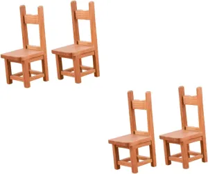 BESPORTBLE 2sets Dollhouse Accessories Miniature Wooden Chair Set Modern Miniature Furniture for Dollhouse 2pcs*2