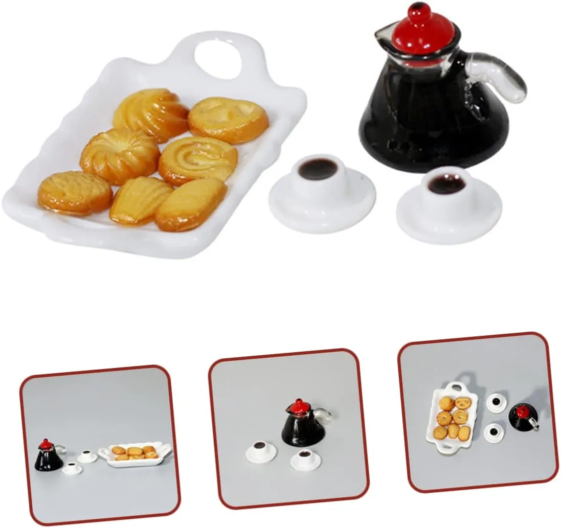 BESPORTBLE 3 Sets Miniature Coffee Set Wear Resistant Tiny Kitchen Accessory for Dollhouse Decor Adorable Tray and Coffee Mug Models Mini House Crafts and Decoration