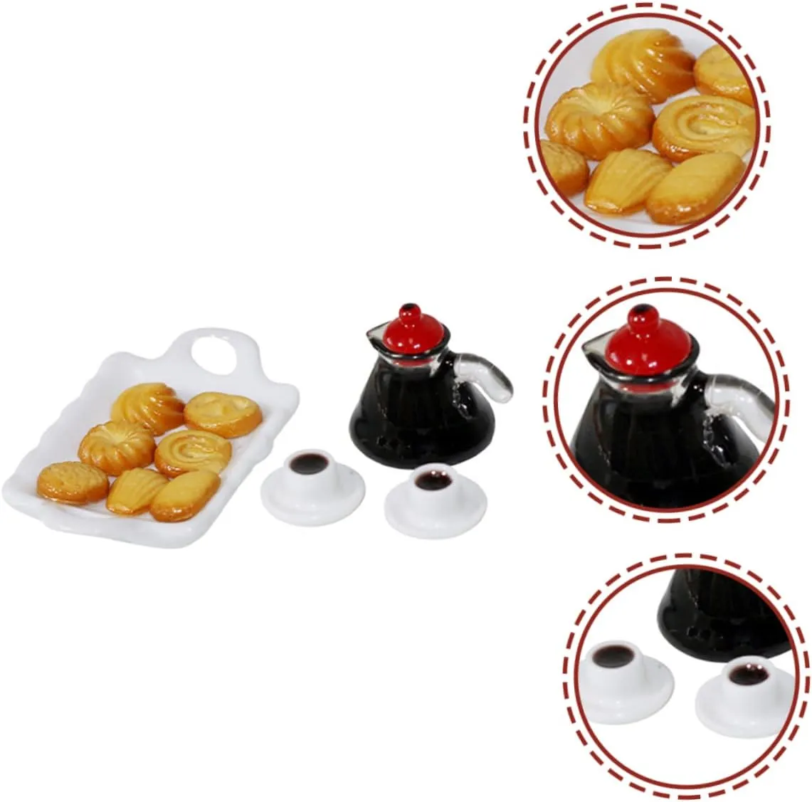 BESPORTBLE 3 Sets Miniature Coffee Set Wear Resistant Tiny Kitchen Accessory for Dollhouse Decor Adorable Tray and Coffee Mug Models Mini House Crafts and Decoration