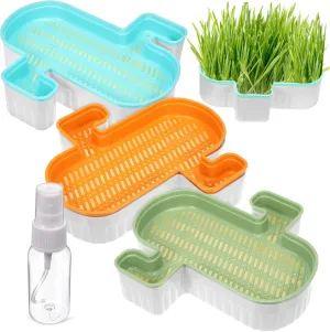 BESPORTBLE 3Pcs Grass Planting Box Soilless Plastic Plant Nursery with Transparent Water Bottle for Use Lightweight Easy to