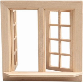 BESPORTBLE 2pcs Doll House Furniture Miniature Miniature Window Model Wooden Mini House Decor Uncolored Window DIY Decor for Mini Home