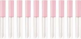 BesYouSel10ml Round Clear Lip Gloss Tubes,Lip Balm Bottle Container,10 Pack Empty Lip Gloss Bottle with Pink Cap, Clear Plastic Refillable Bottle Container with Brush Wand for DIY Lip Gloss Cosmetic