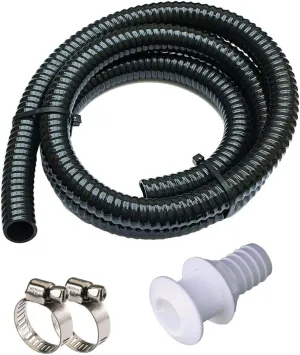 Bilge Pump Installation Kit Bilge Pump Hose 1-1/8-Inch Dia Plumbing Kit | 6 FT Premium Quality Kink-free Flexible PVC Hose | Includes 2 Clamps and Thru-Hull Fitting