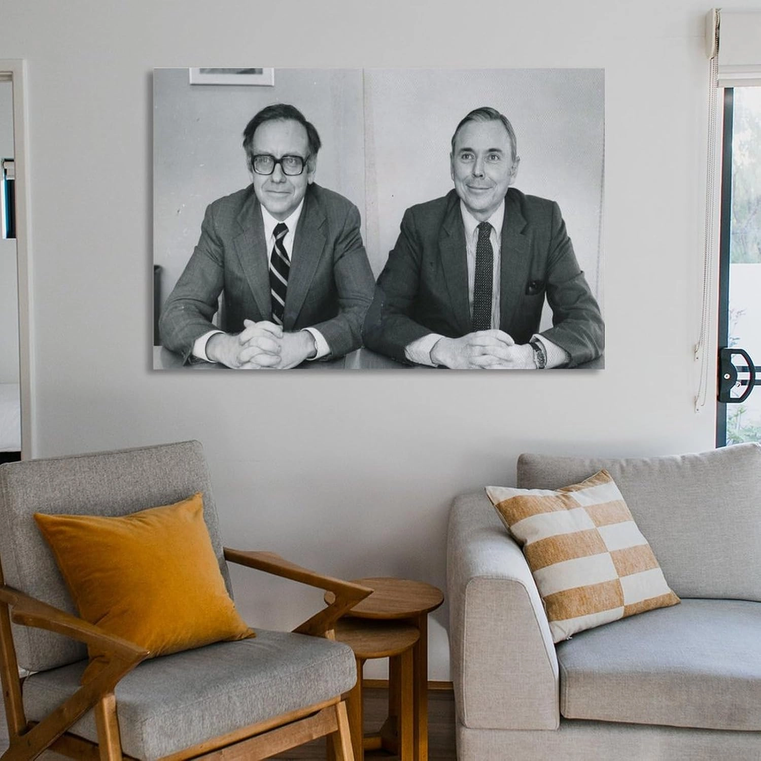 Black And White Portrait Warren Buffet And Charlie Munger Canvas Wall Art Posters For Room Aesthetic And Decor Poster For Bedroom Bathroom Living Room Office Kitchen Decor 12x18inch(30x45cm)Unframe-Po