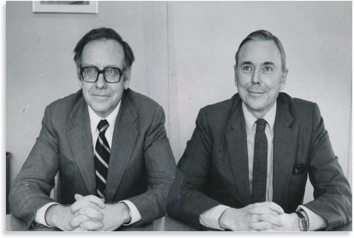Black And White Portrait Warren Buffet And Charlie Munger Canvas Wall Art Posters For Room Aesthetic And Decor Poster For Bedroom Bathroom Living Room Office Kitchen Decor 12x18inch(30x45cm)Unframe-Po