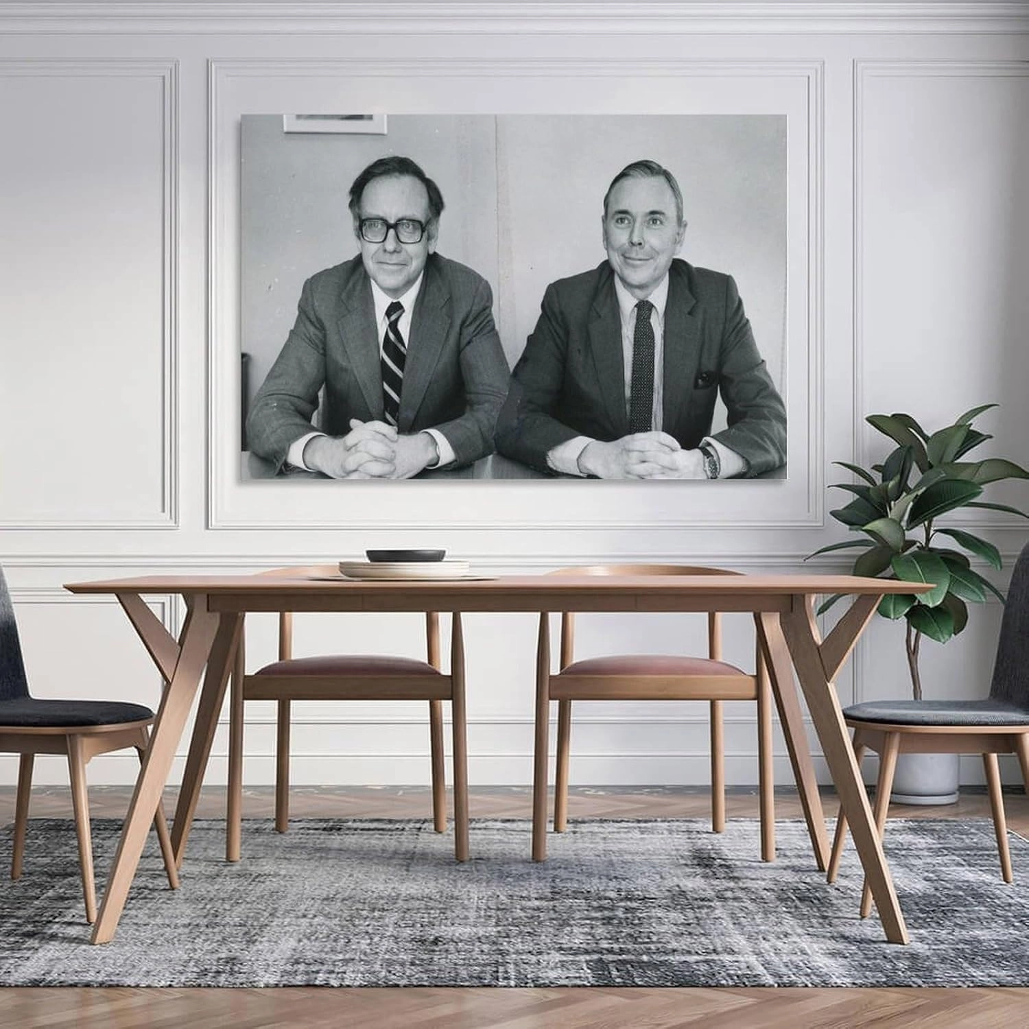 Black And White Portrait Warren Buffet And Charlie Munger Canvas Wall Art Posters For Room Aesthetic And Decor Poster For Bedroom Bathroom Living Room Office Kitchen Decor 12x18inch(30x45cm)Unframe-Po