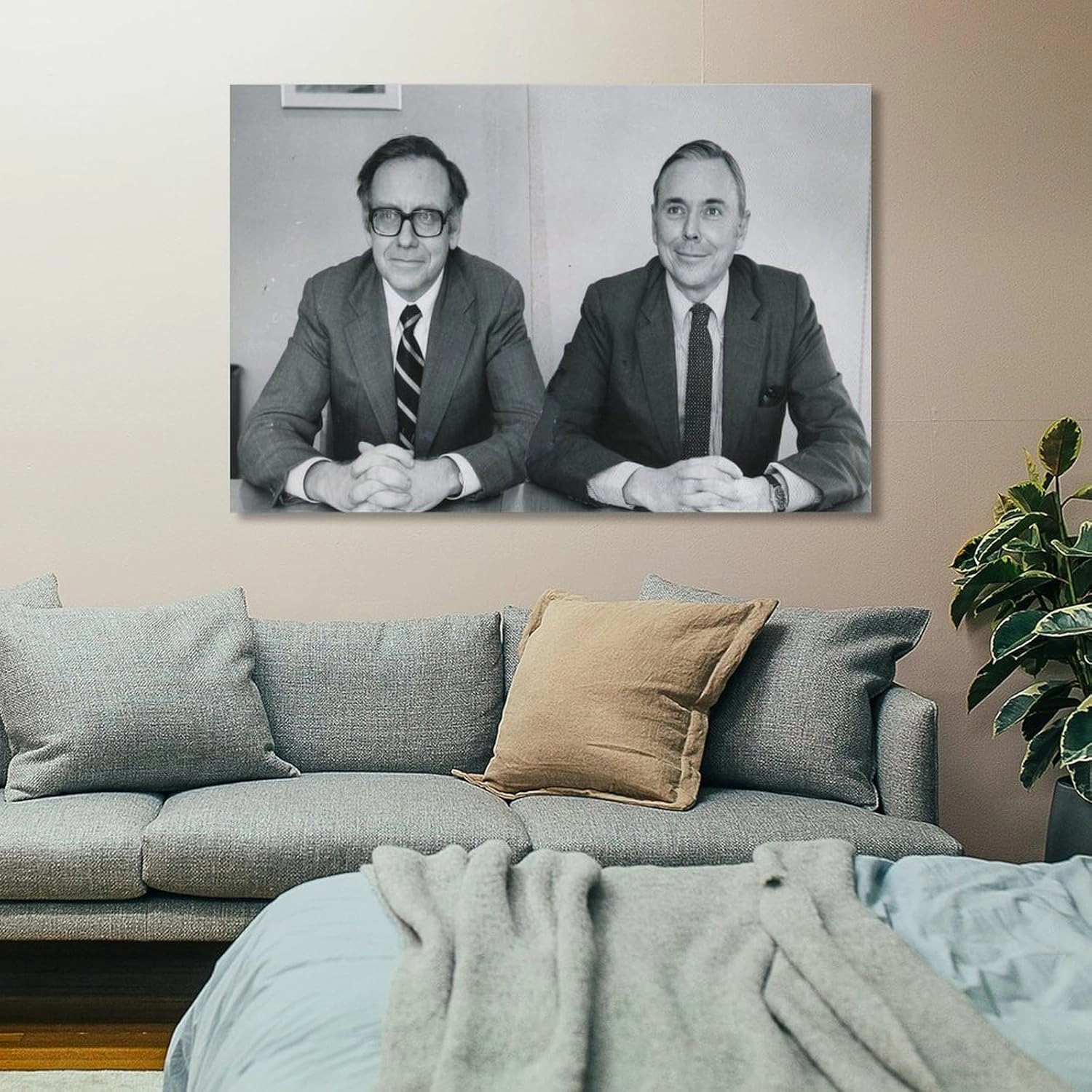 Black And White Portrait Warren Buffet And Charlie Munger Canvas Wall Art Posters For Room Aesthetic And Decor Poster For Bedroom Bathroom Living Room Office Kitchen Decor 12x18inch(30x45cm)Unframe-Po