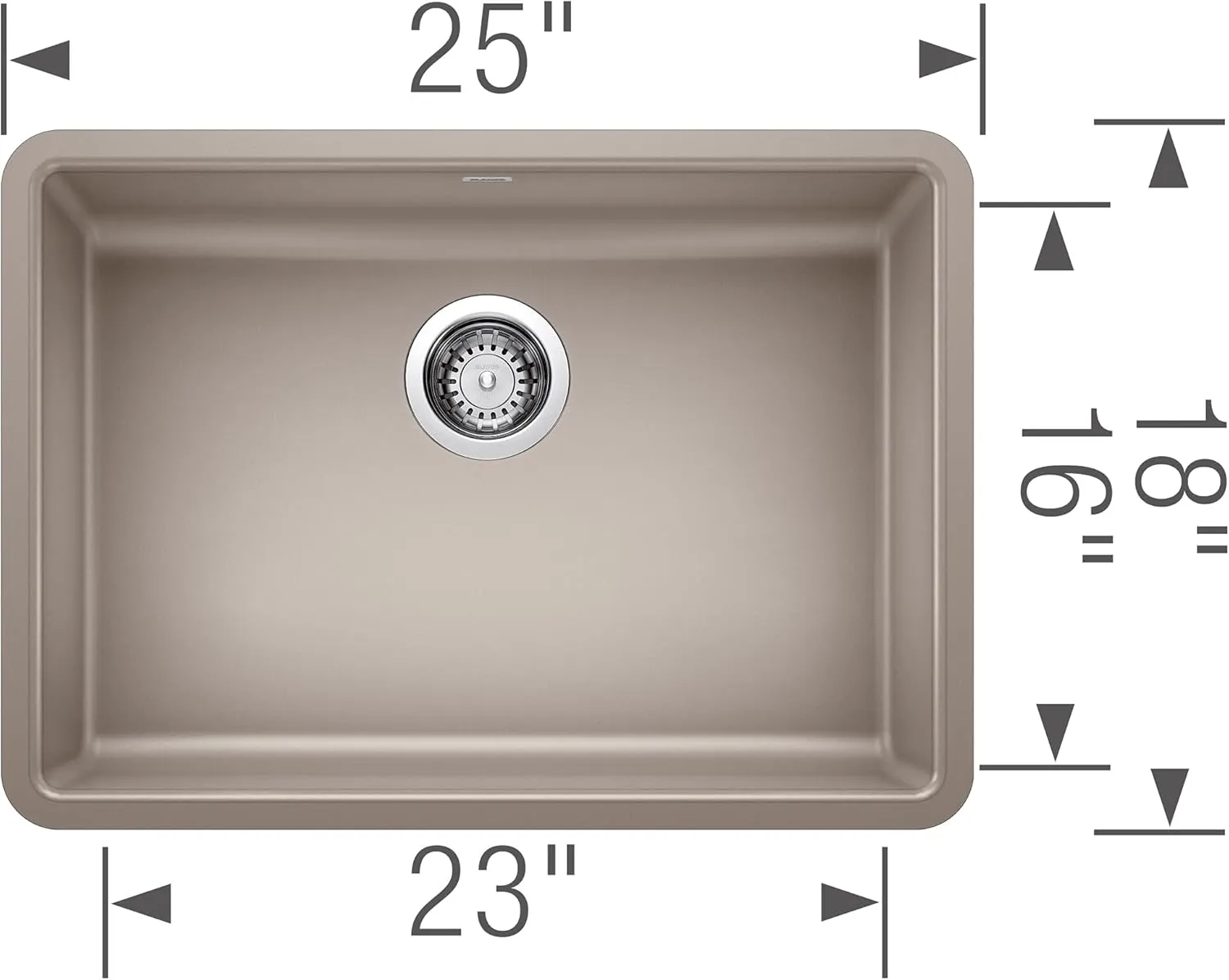 BLANCO, Truffle 442540 PRECIS SILGRANIT ADA-Compliant Undermount Kitchen Sink, 25" X 18"