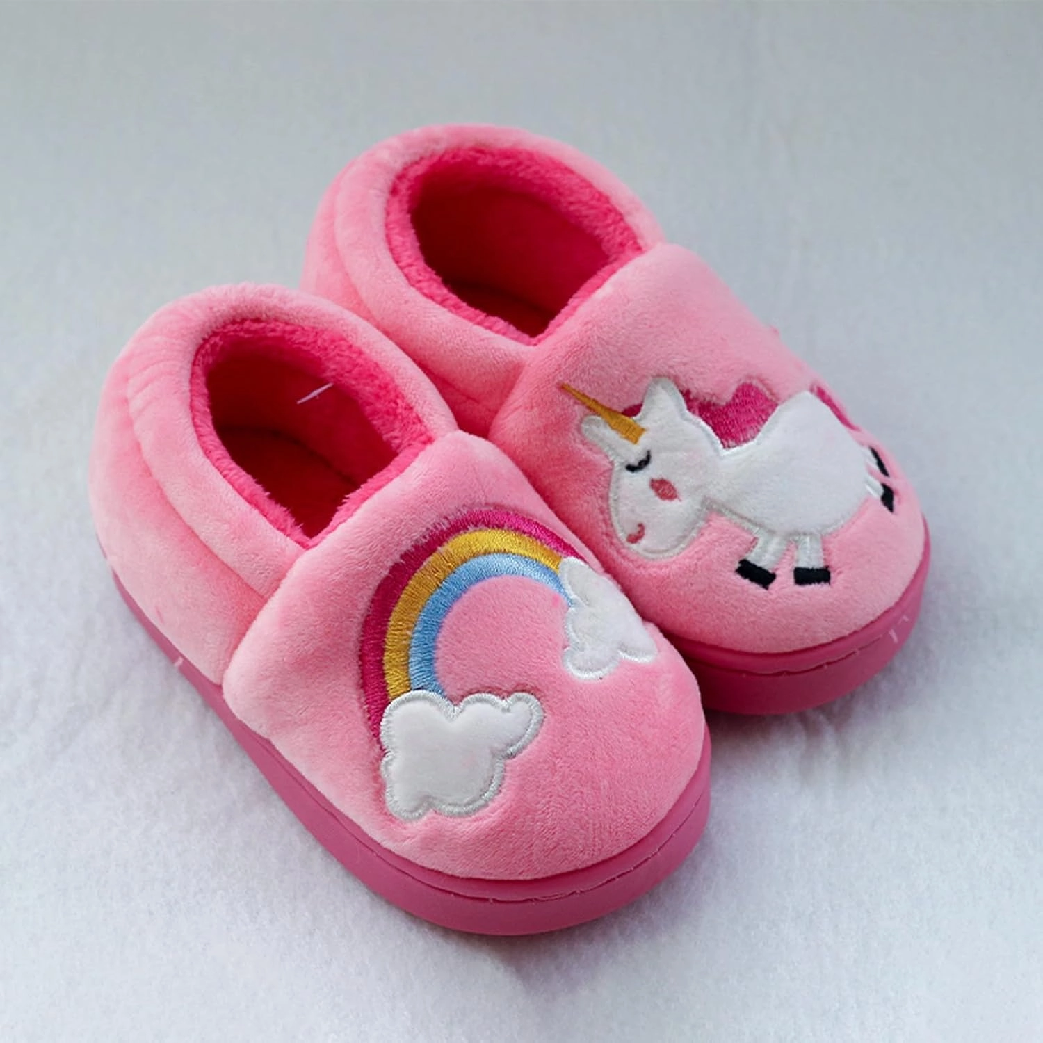 BMINFEE Garden Shoes Girls Cute Slippers Cartoon Memory Cotton Children's Plush Warm Winter Home shoes Boys Unisex Slides