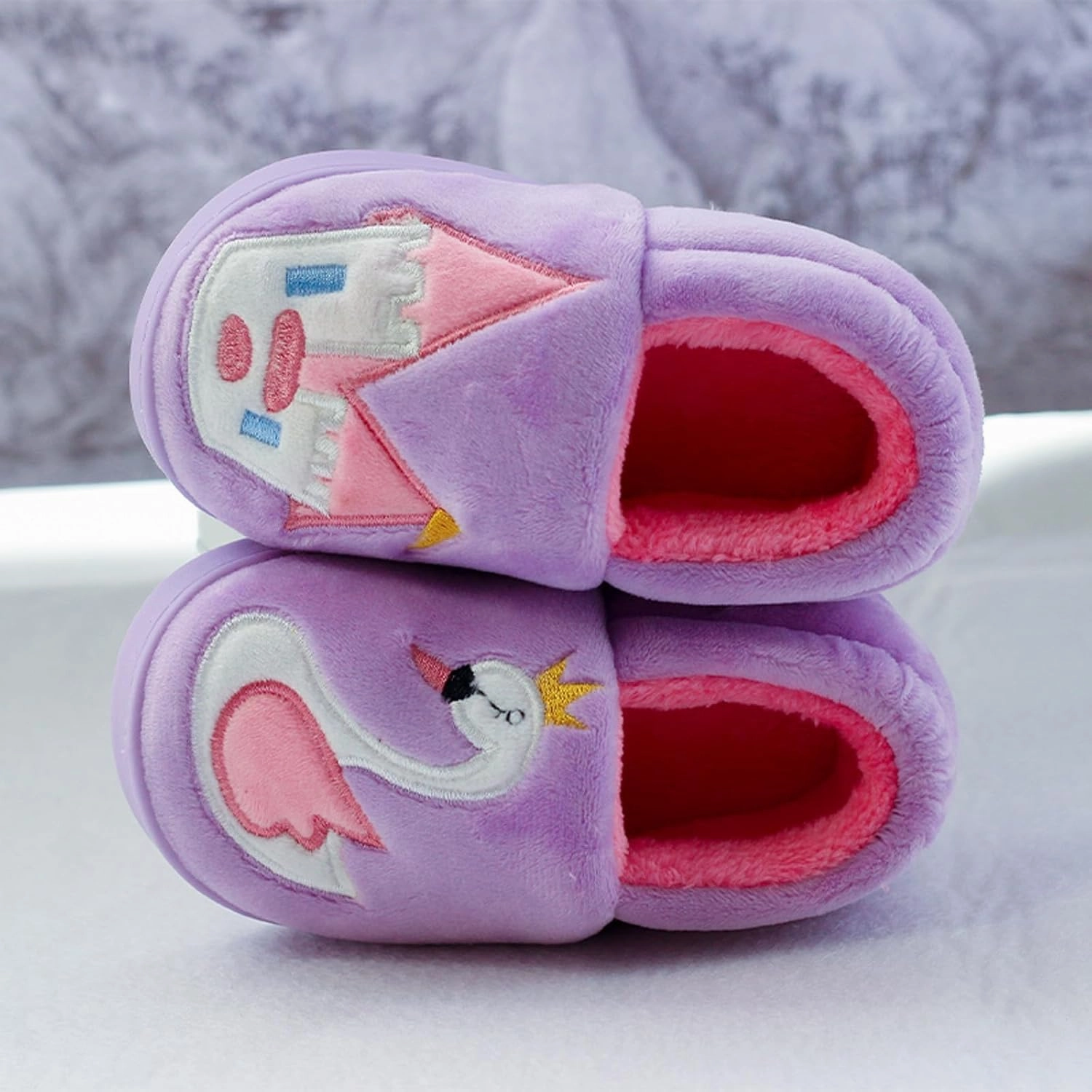BMINFEE Garden Shoes Girls Cute Slippers Cartoon Memory Cotton Children's Plush Warm Winter Home shoes Boys Unisex Slides