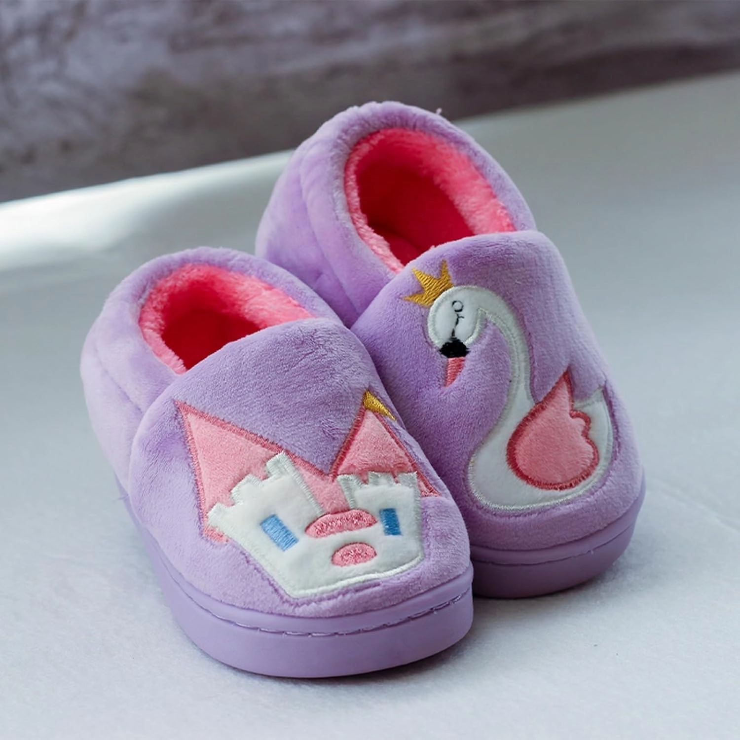 BMINFEE Garden Shoes Girls Cute Slippers Cartoon Memory Cotton Children's Plush Warm Winter Home shoes Boys Unisex Slides