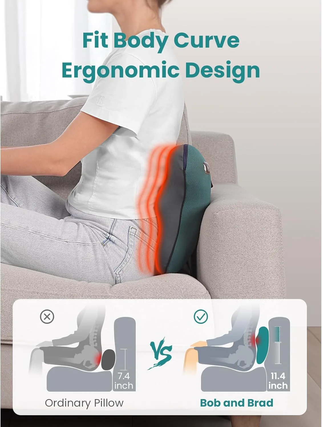 BOB AND BRAD Back Massager with Heat FSA HSA Eligible, EZBack Corded Neck Massager for Pain Relief Deep Tissue, Shiatsu Back and Neck Massage Pillow, Full Body Use, Mothers Day Birthday Gifts for Mom