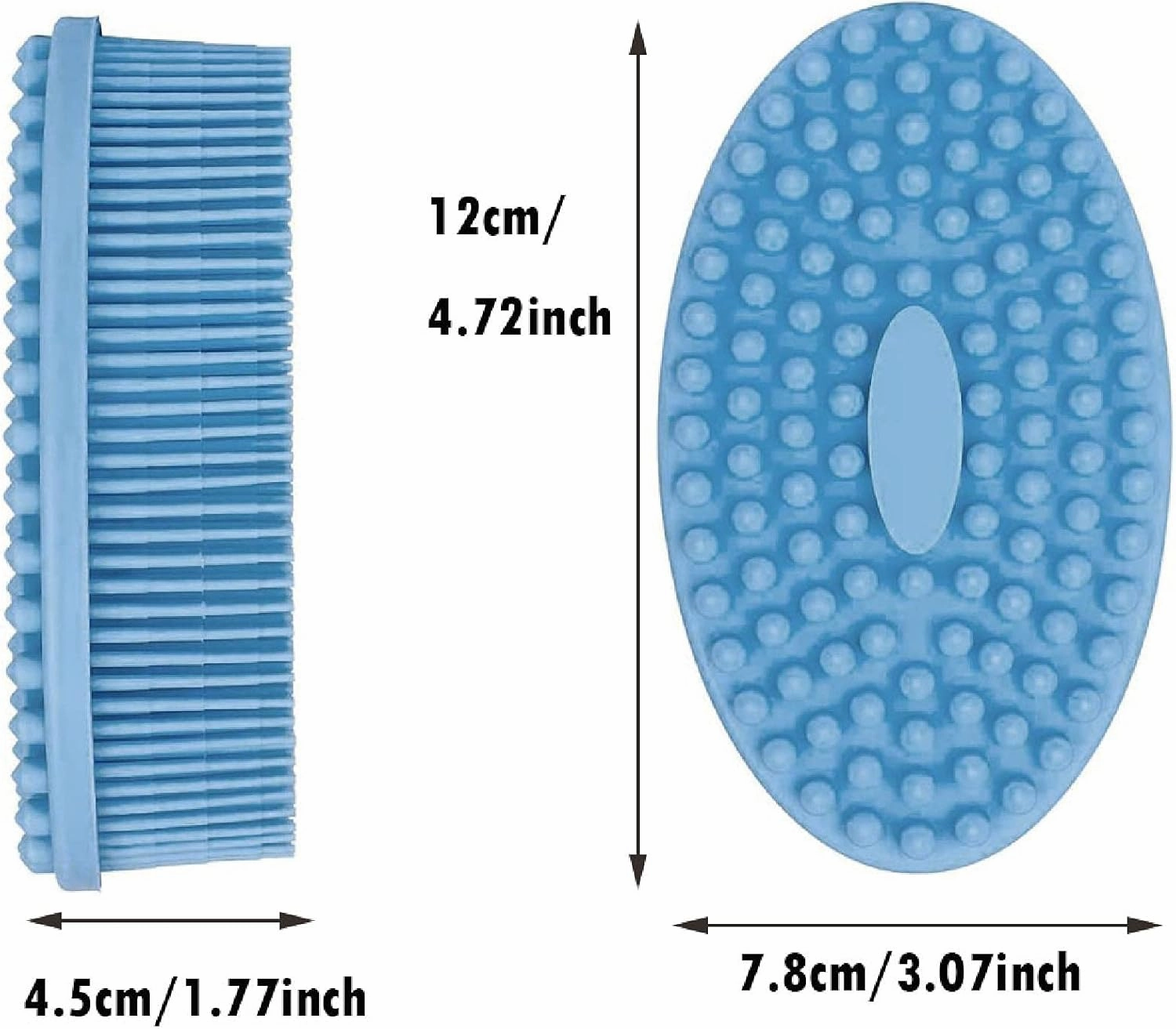 Body Exfoliating Scrub Shower Brush, 2-Sided Silicone Bristles for Wet & Dry Brushing, Gentle Massage and Fine Cleansing, Care for Baby, Adults, Old, Hair/Body Wash Scrubber 3PCS Blue/304(3pcs Green)