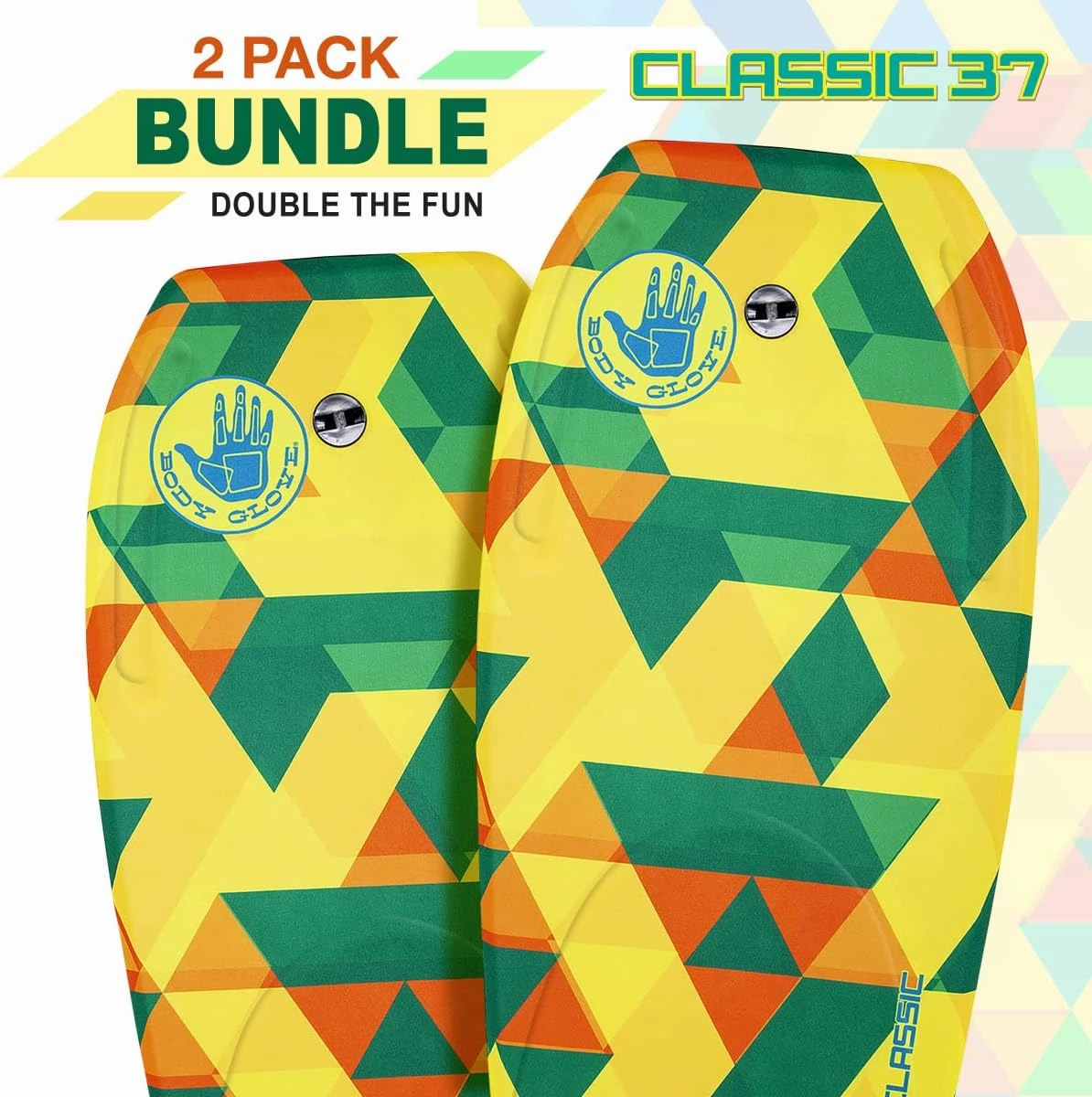 Body Glove Classic 37 Inch Bodyboard - EPS Core, Crescent Tail, Dual Channels, Wrist Leash Included, Graphic Deck, for Kids and Young Adults