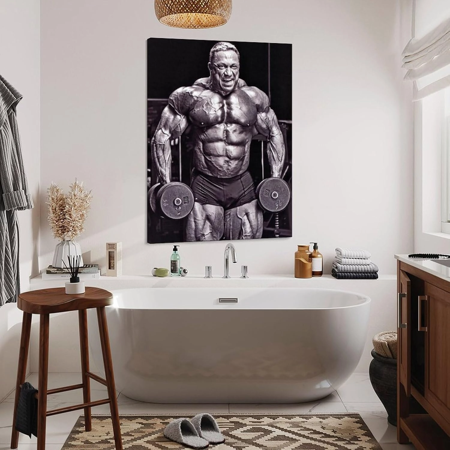 Bodybuilder Markus Rühl Fitness Inspirational Poster Black And White Poster Canvas Painting Wall Art Poster for Bedroom Living Room Decor 20x26inch(51x66cm) Frame-style