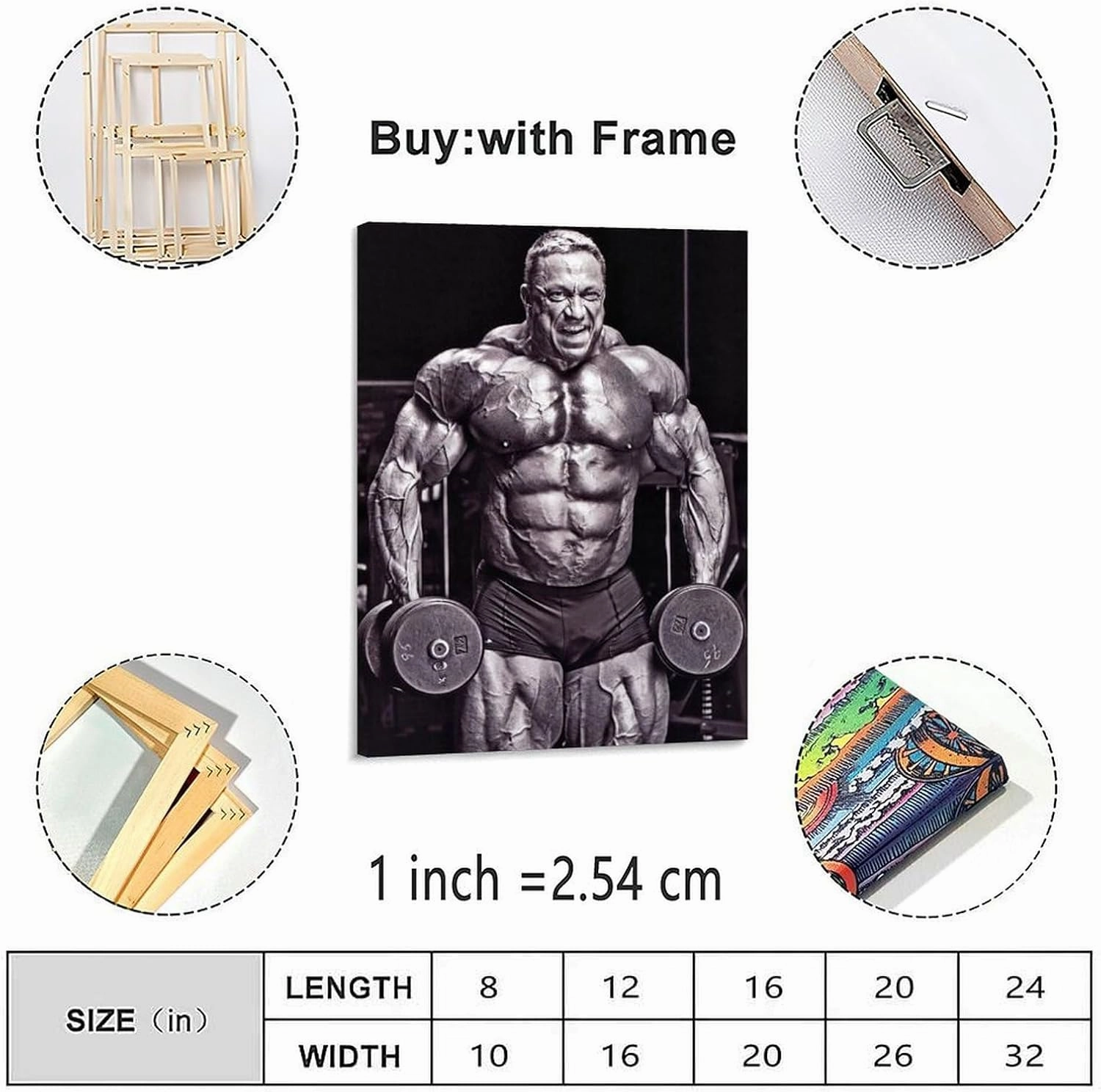Bodybuilder Markus Rühl Fitness Inspirational Poster Black And White Poster Canvas Painting Wall Art Poster for Bedroom Living Room Decor 20x26inch(51x66cm) Frame-style