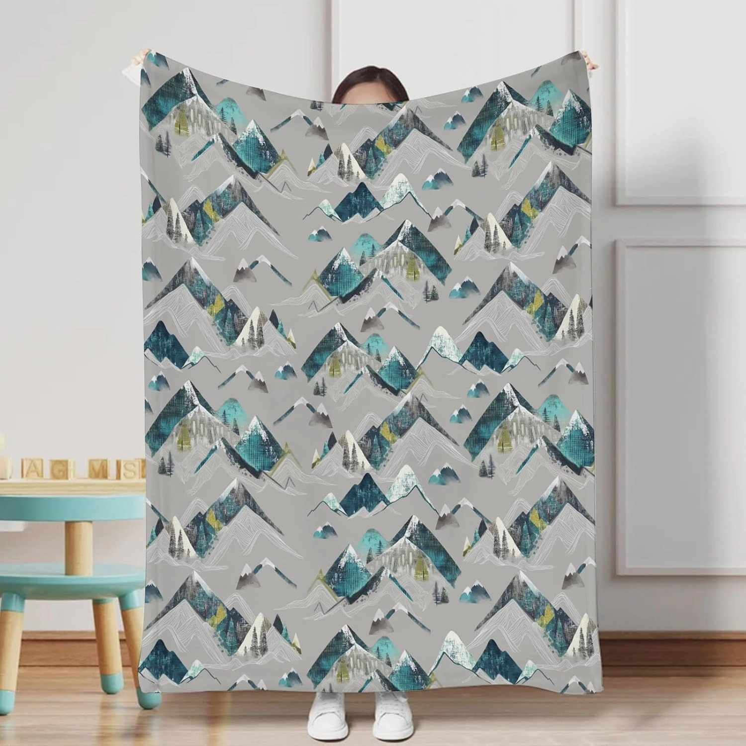 Boho Mountains Baby Blankets for Boy Girl Mountain Range Hiking Wild Swaddle Receiving Blankets Soft Flannel Mountain Adventure Camping Bed Blankets for Newborn Toddler Nursery Crib Playmat 30x40inch
