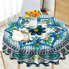 Boho Round Tablecloth 60inch Bohemia Table Cloth,Colorful Tablecloth Polyester Waterproof Stain Wrinkle Free,Circle tablecloth Indoor and Outdoor Table Cover For Home Kitchen Dining Party Patio Decor