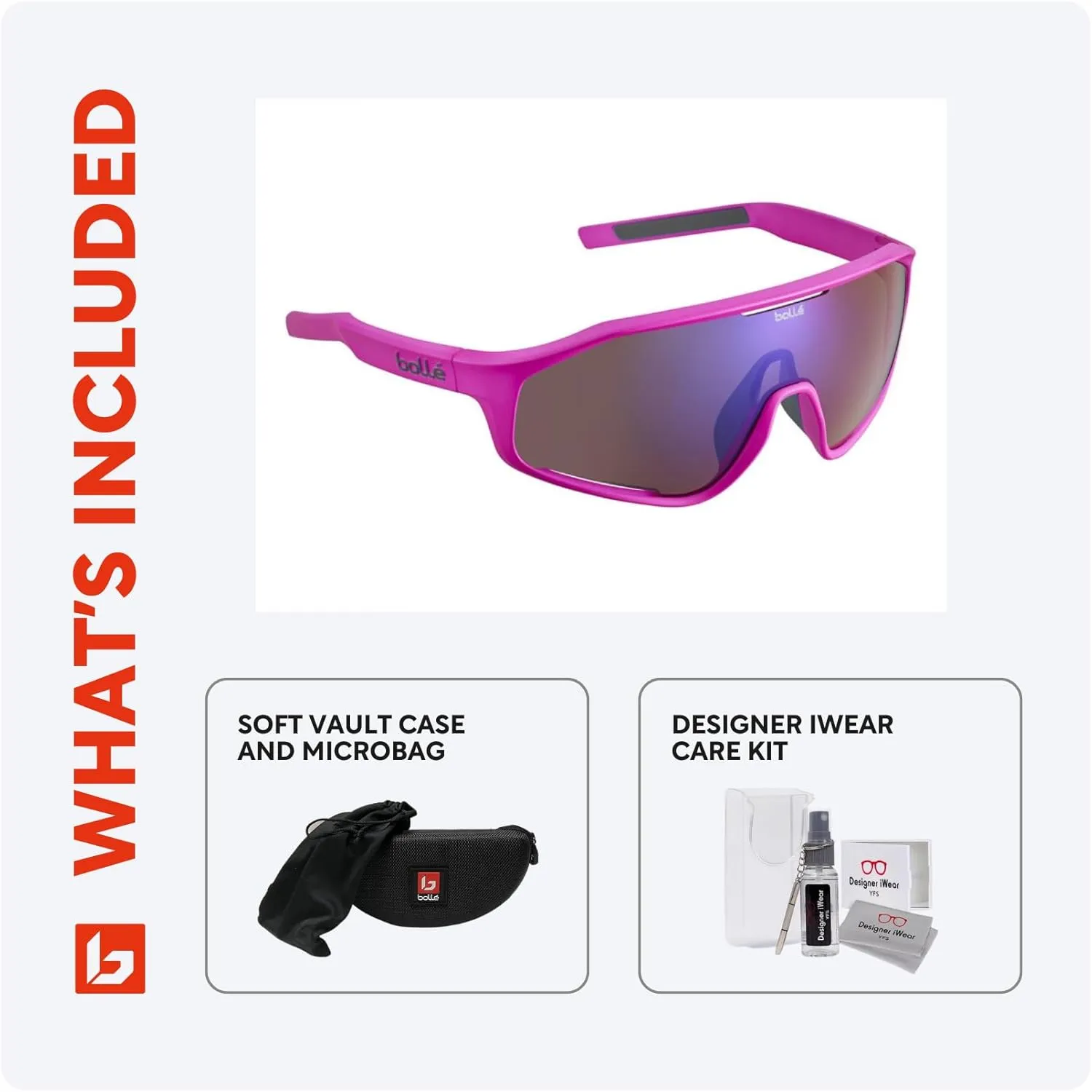 Bolle Shifter 55MM Shield Wrap Around Sunglasses for Men for Women   BUNDLE With Designer iWear Complimentary Eyewear Kit