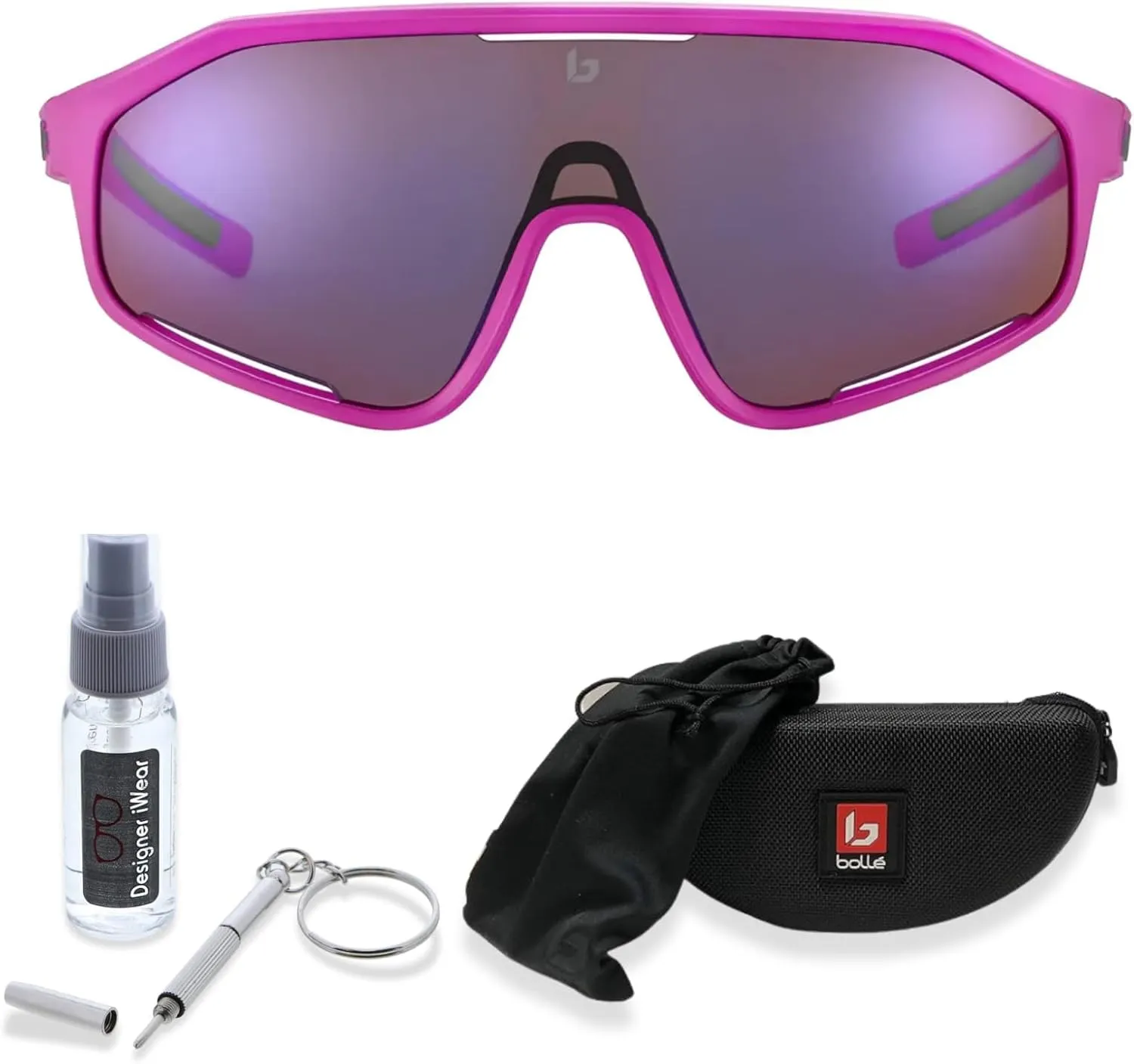 Bolle Shifter 55MM Shield Wrap Around Sunglasses for Men for Women   BUNDLE With Designer iWear Complimentary Eyewear Kit