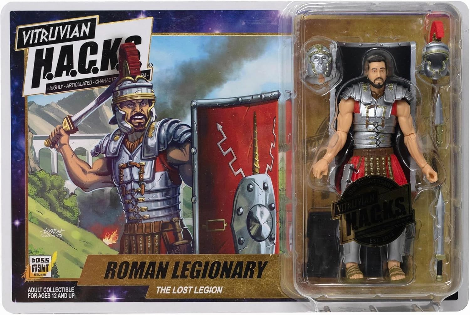 Boss Fight Studio Vitruvian H.A.C.K.S. 10th Anniversary Edition Roman Legionary Action Figure - Highly Articulated Collectible & Customizable Figurine with Interchangeable Parts and Accessories - 1:18