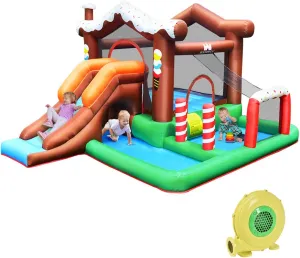 BOUNTECH Inflatable Bounce House, Bouncy House for Toddler Kids 5-12 Ages Indoor Outdoor Party Family Fun w/480w Blower, Large Ball Pit, Basketball Rim, Blow up Jumping Castle for Birthday Party Gifts