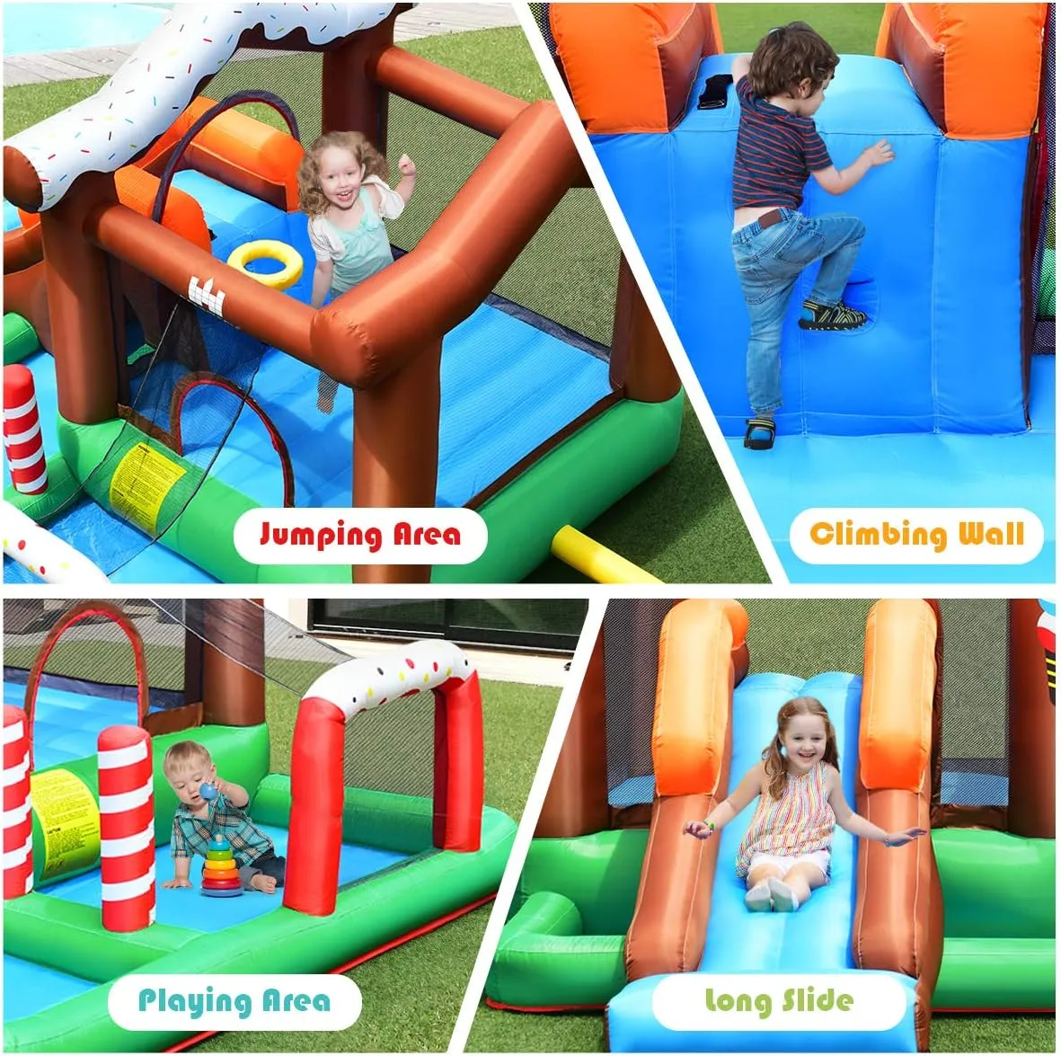 BOUNTECH Inflatable Bounce House, Bouncy House for Toddler Kids 5-12 Ages Indoor Outdoor Party Family Fun w/480w Blower, Large Ball Pit, Basketball Rim, Blow up Jumping Castle for Birthday Party Gifts