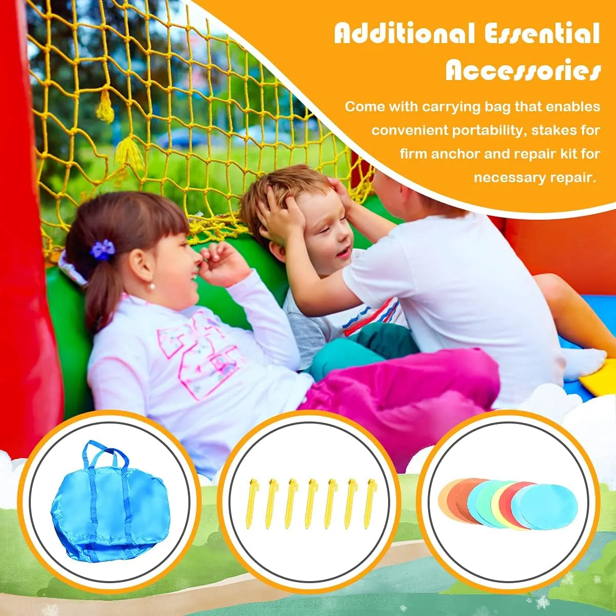 BOUNTECH Inflatable Bounce House, Bouncy House for Toddler Kids 5-12 Ages Indoor Outdoor Party Family Fun w/480w Blower, Large Ball Pit, Basketball Rim, Blow up Jumping Castle for Birthday Party Gifts