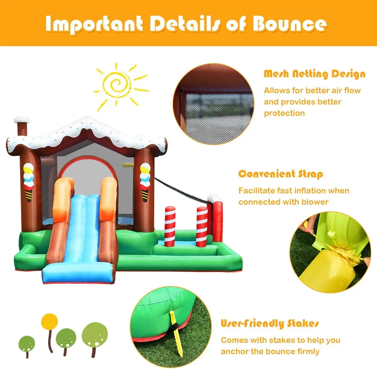 BOUNTECH Inflatable Bounce House, Bouncy House for Toddler Kids 5-12 Ages Indoor Outdoor Party Family Fun w/480w Blower, Large Ball Pit, Basketball Rim, Blow up Jumping Castle for Birthday Party Gifts