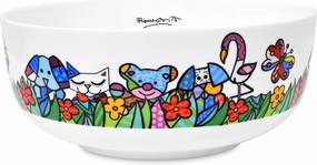 Britto Large Bone China Serving Bowl, 7.5" - Fine Porcelain Bowl for Salad, Pasta, Cereal, Soup - Side Dishes, Snacks, Parties, Dishwasher & Microwave Safe Dinnerware - Animal Best Friends Design