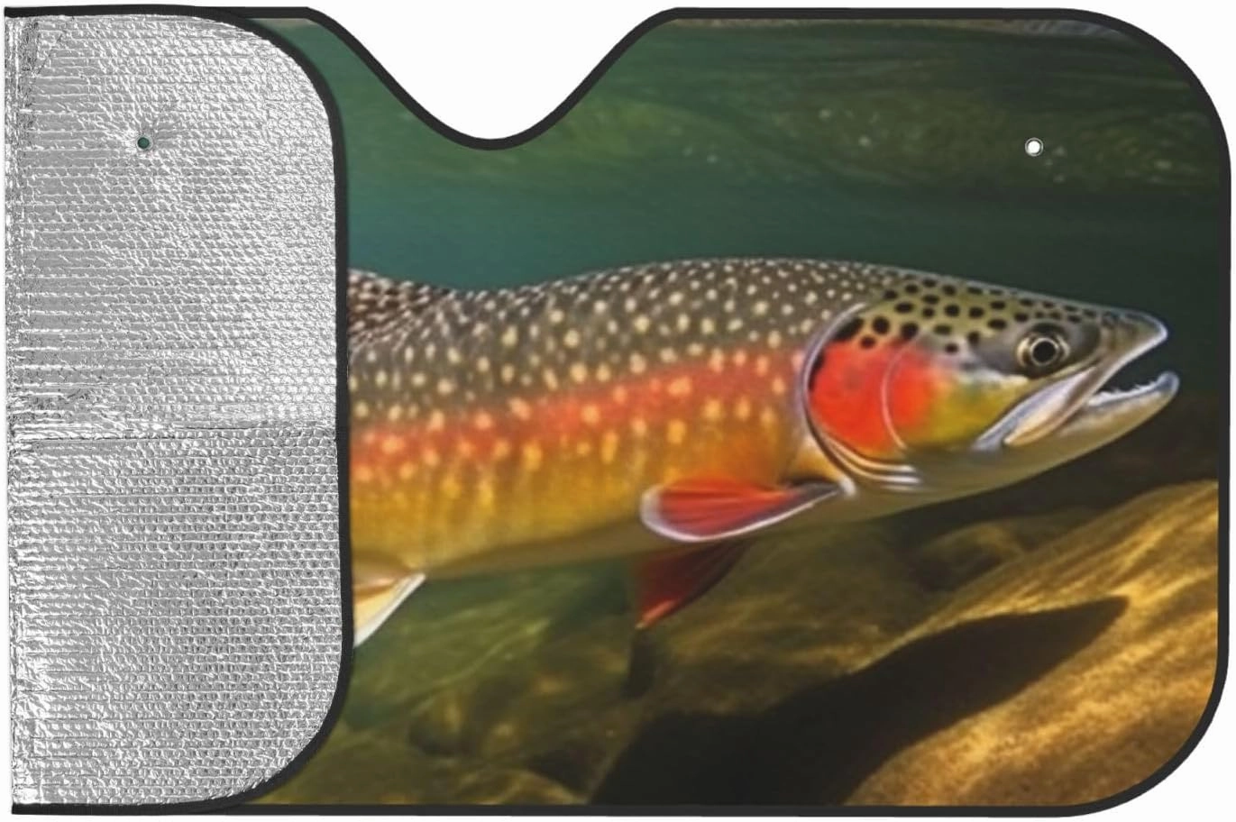Brook Trout Fly Fishing Car Windshield Sun Shade Cover, Foldable Car Front Window Sunshade for Most Cars, Auto Sun Shield Heat Protector for Front Window Sun Visor Shield Medium