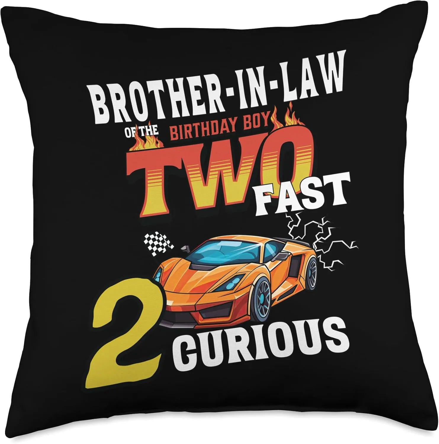 Brother-in-law Of The Two Years Old Birthday Boy Racing Car Throw Pillow