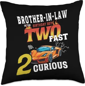 Brother-in-law Of The Two Years Old Birthday Boy Racing Car Throw Pillow