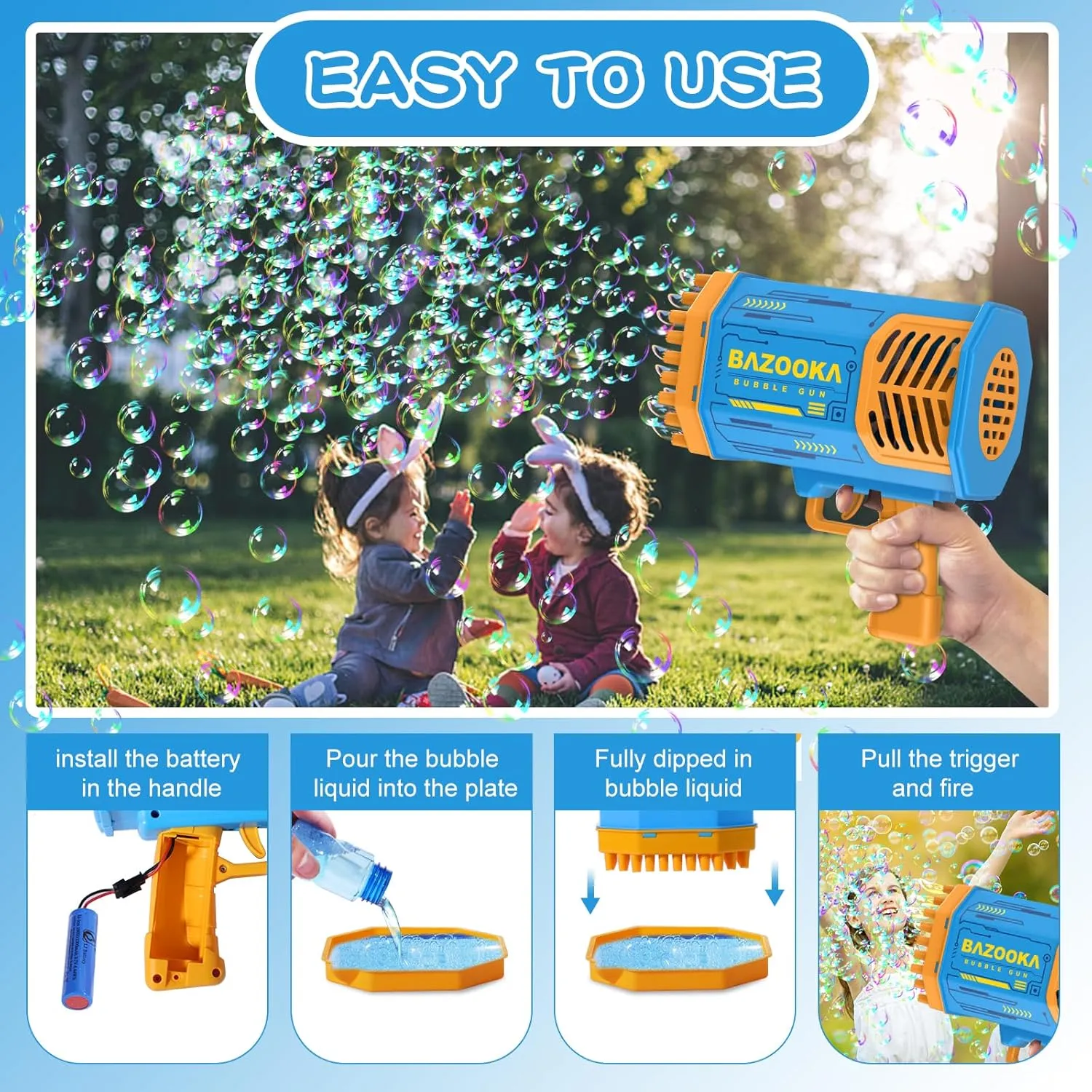 Bubble Machine Gun Kids Toys, Bubble Gun with Colorful Lights and Thousands Bubbles, Outdoor Toy Birthday Party Favors Gifts for Boys Girls Age 3 4 5 6 7 8 9 10 11 12 Years Old