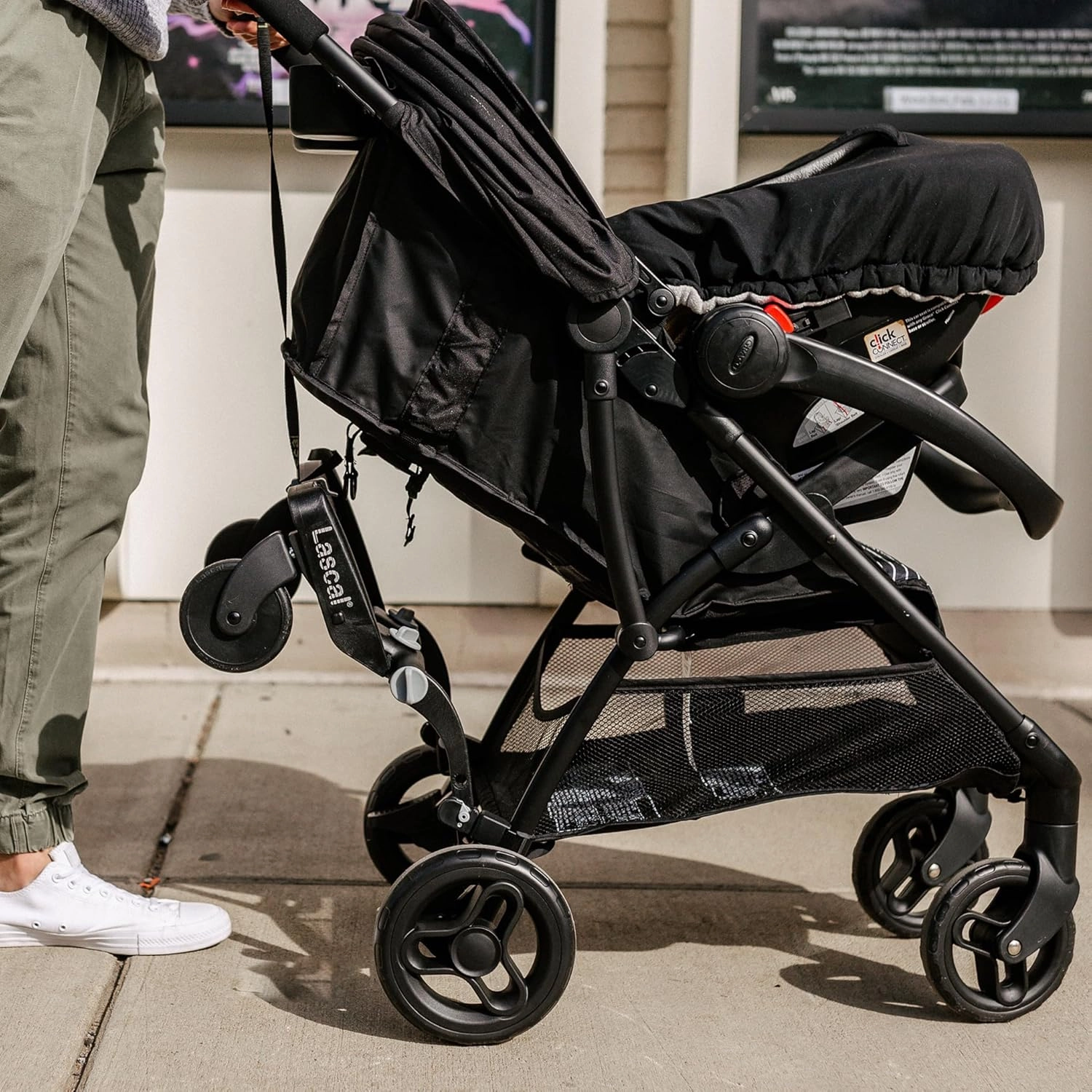 BuggyBoard Mini Universal Stroller Board, Fits 90% of Strollers Including UPPAbaby, Baby Jogger, Bugaboo, Stroller Attachment for Toddler to Ride & Stand, Max Weight 66 lbs, Black