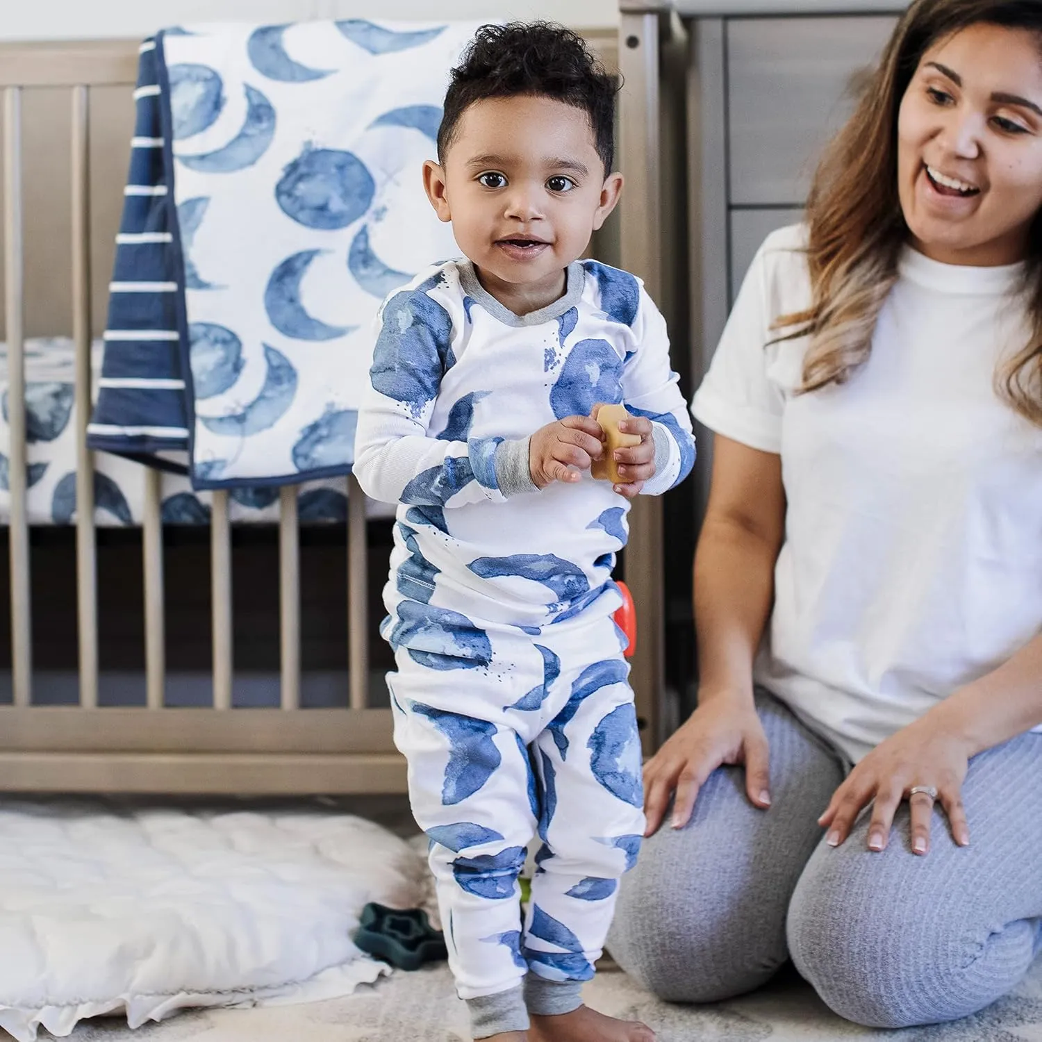Burt's Bees Baby Reversible Blanket, Nursery, Stroller & Tummy-Time Organic Jersey Cotton Quilted Infant & Toddler Bedding