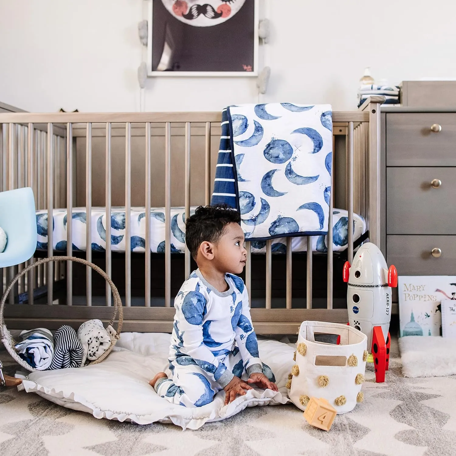 Burt's Bees Baby Reversible Blanket, Nursery, Stroller & Tummy-Time Organic Jersey Cotton Quilted Infant & Toddler Bedding