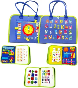 Busy Book, Montessori Busy Board Toys for Toddlers, Toys for Boy and Girl, Lap Toy Board Montessori, Montessori Touch Board for 1, 2, 3, 4, 5 Year Old.