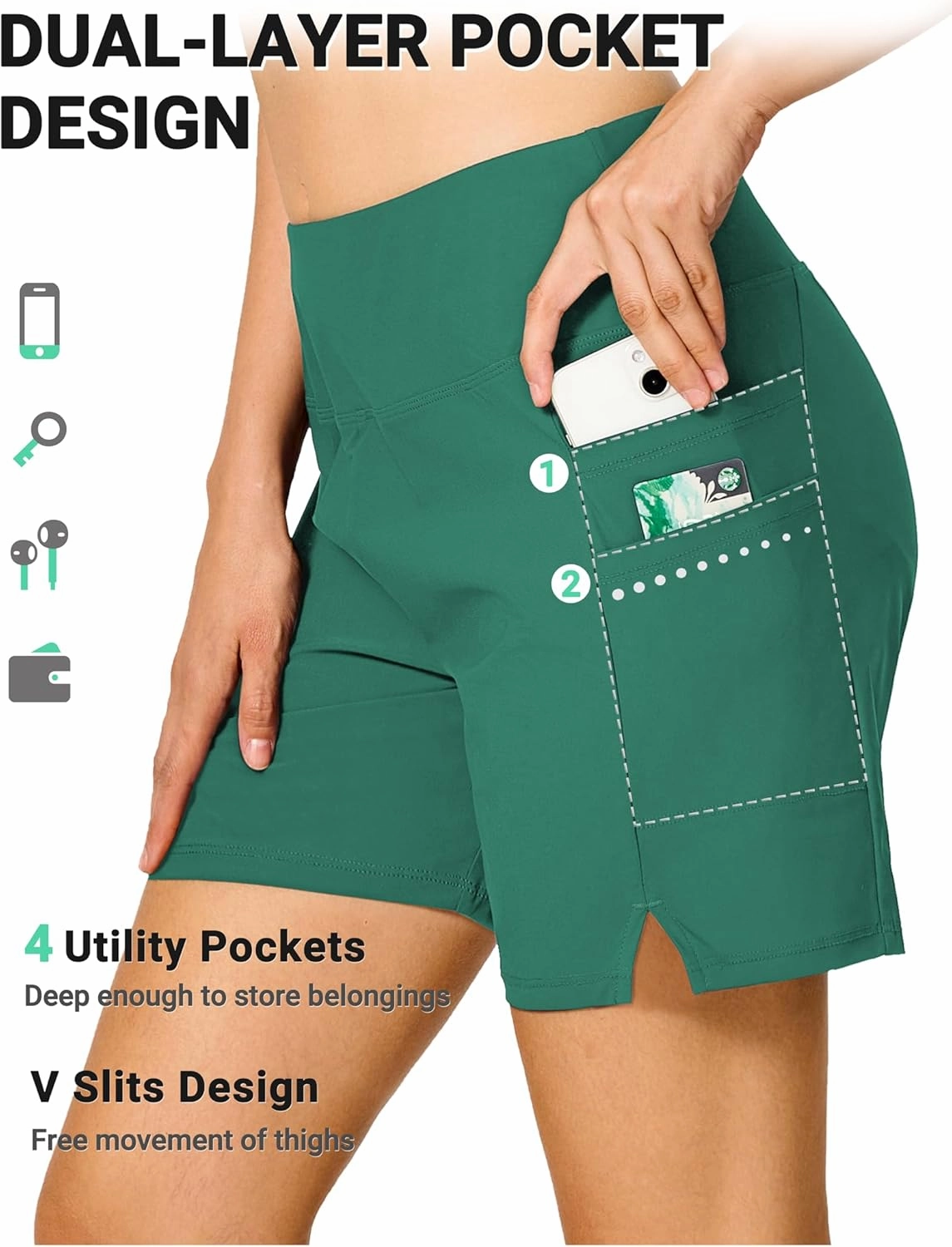 BVVU Women's 5" High Waisted Swim Board Shorts with Pockets Liner Tummy Control UPF50  Quick Dry Beach Swimsuit Bottoms
