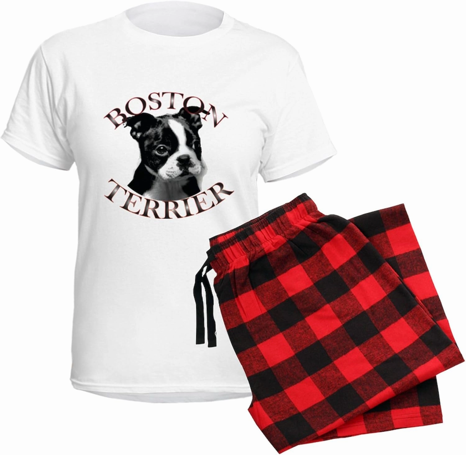 CafePress Boston Terrier Women's Light Pajamas Women's Novelty Cotton Pajama Set, Comfortable PJ Sleepwear