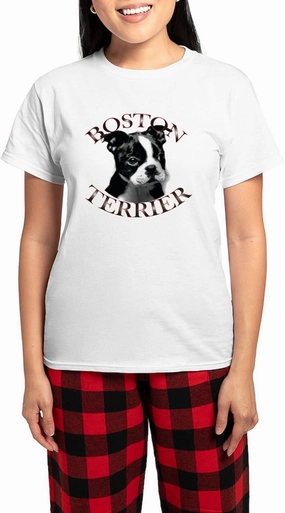 CafePress Boston Terrier Women's Light Pajamas Women's Novelty Cotton Pajama Set, Comfortable PJ Sleepwear