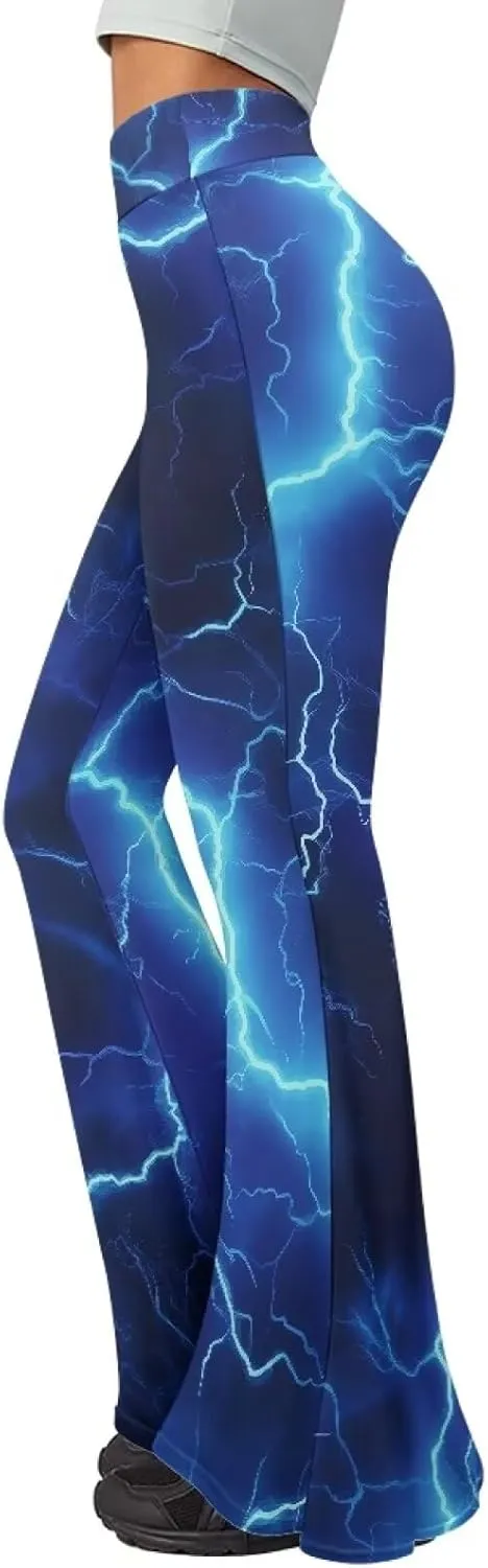 Camo Flared Leggings for High Waist Tummy Control, Women's Yoga Pants, Female Soft Lounge Pants for Sports Gym